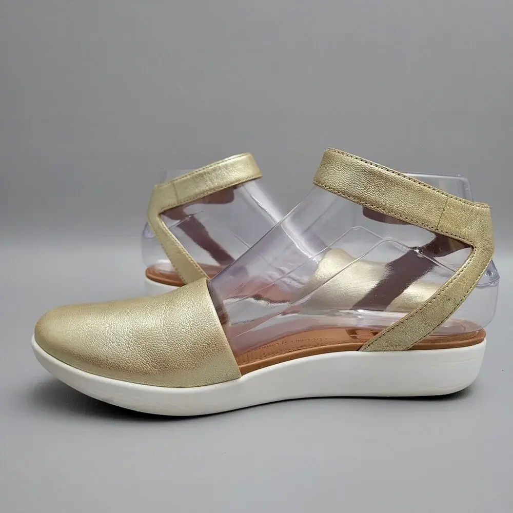 Fitflop Fit Flop Cova Womens Size 6 Ankle Strap Closed Toe Sandal Metallic Gold